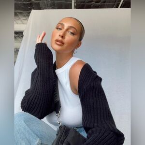 Princess Polly Black Ribbed Bolero